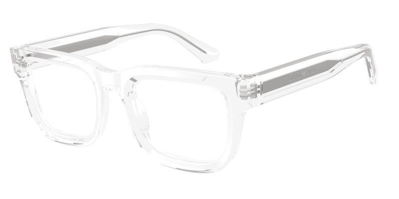 Emporio Armani EA3279F 6344 แว่นสายตาอะซิเตท Crystal Clear Square สำหรับผู้ชาย