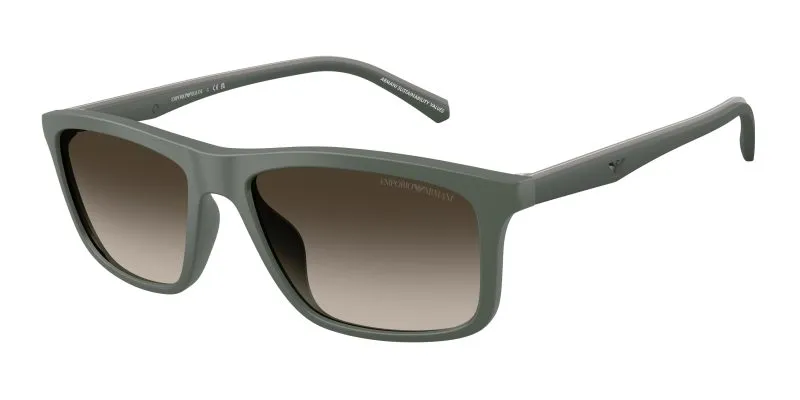 Emporio Armani EA4257U 631213 แว่นกันแดดกรอบฉีดเขียวด้าน Pillow เลนส์น้ำตาลไล่ระดับ Unisex
