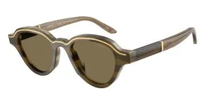 Emporio Armani EA4264U 633873 แว่นกันแดดอะซิเตท Brown Striped Beige Irregular Shape Trend