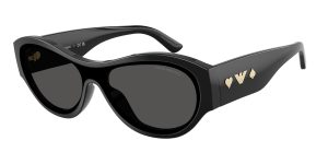 Emporio Armani EA4265U 501787 แว่นกันแดดอะซิเตทดำ Shield Wrap Y2K สำหรับผู้หญิง