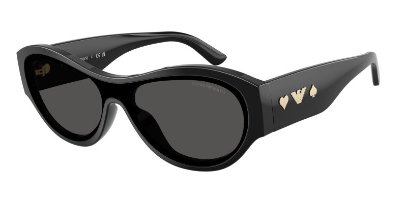 Emporio Armani EA4265U 501787 แว่นกันแดดอะซิเตทดำ Shield Wrap Y2K สำหรับผู้หญิง