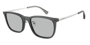 Emporio Armani EA4275D 502987 แว่นกันแดดอะซิเตทเทาโปร่งใส Square XL Asian Fit เลนส์เทาอ่อน สำหรับผู้ชาย