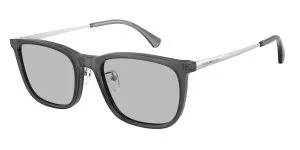 Emporio Armani EA4275D 502987 แว่นกันแดดอะซิเตทเทาโปร่งใส Square XL Asian Fit เลนส์เทาอ่อน สำหรับผู้ชาย