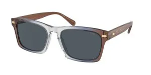 Coach HC8397U 581587 แว่นกันแดด Pecan Blue Grey Gradient สำหรับผู้ชาย