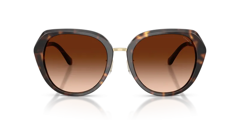 Coach HC8436 512074 แว่นกันแดดลายเต่าเข้มเลนส์ไล่ระดับน้ำตาล สำหรับผู้หญิง