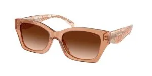 Coach HC8451U 593774 แว่นกันแดด น้ำตาลโปร่งใส สำหรับผู้หญิง