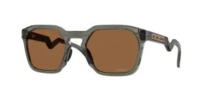 Oakley OO9533 953308 แว่นกันแดดทรงสี่เหลี่ยมจัตุรัส HSTN SQ สีเทาควันขัดเงา เลนส์ Prizm Bronze สำหรับผู้ชาย