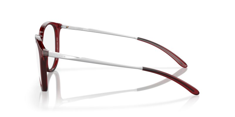 แว่นสายตา Oakley OX8150 815004 มุมข้าง หน้ากรอบแดงอิฐโปร่งแสงขัดเงา ขาแว่นสีโครเมียมขัดเงา