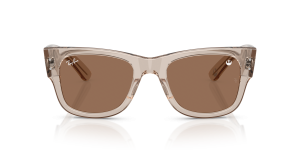 Rayban RB0840SF 68701A แว่นกันแดดทรง Mega Wayfarer กรอบคริสตัลน้ำตาลโปร่งใส เลนส์น้ำตาลเข้ม สำหรับทุกเพศ