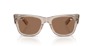 Rayban RB0840SF 68701A แว่นกันแดดทรง Mega Wayfarer กรอบคริสตัลน้ำตาลโปร่งใส เลนส์น้ำตาลเข้ม สำหรับทุกเพศ