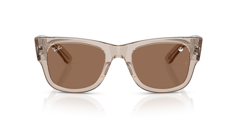 Rayban RB0840SF 68701A แว่นกันแดดทรง Mega Wayfarer กรอบคริสตัลน้ำตาลโปร่งใส เลนส์น้ำตาลเข้ม สำหรับทุกเพศ