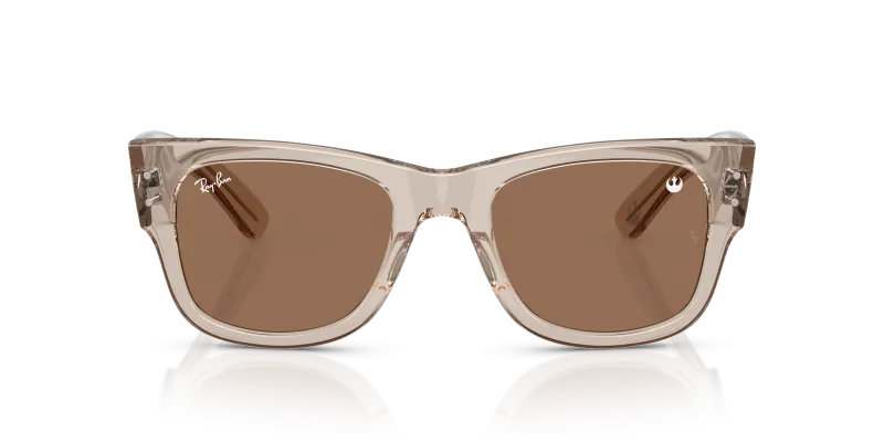 Rayban RB0840SF 68701A แว่นกันแดดทรง Mega Wayfarer กรอบคริสตัลน้ำตาลโปร่งใส เลนส์น้ำตาลเข้ม สำหรับทุกเพศ