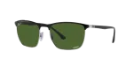 Rayban Sun RB3686 9144P1 Black On Silver Dark Green Polarized Rayban RB3686 9144P1 close-up ด้านหน้า
