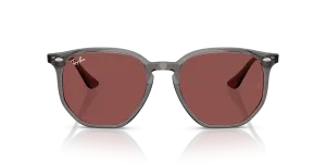 Rayban RB4306 687375 แว่นกันแดดทรงเรขาคณิต กรอบเทาโอปอลด้าน เลนส์ม่วงเข้ม สำหรับทุกเพศ