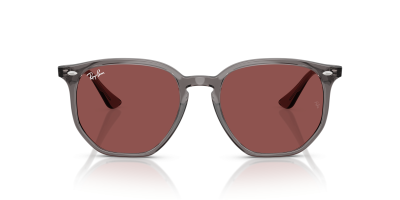 Rayban Sun RB4306 687375 Opal Grey Dark Violet Rayban RB4306 687375 แว่นกันแดดทรงเรขาคณิต กรอบเทาโอปอลด้าน เลนส์ม่วงเข้ม สำหรับทุกเพศ