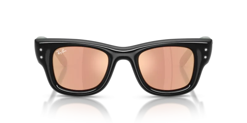 Rayban RB4940B 68647J แว่นกันแดดทรงสี่เหลี่ยมจัตุรัส กรอบดำ เลนส์ปรอทโรสโกลด์ สำหรับทุกเพศ