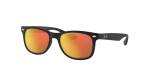 Rayban Junior New Wayfarer RJ9052SF-100S6Q Matte Black Orange Mirror Rayban Junior New Wayfarer RJ9052SF-100S6Q close-up ด้านหน้า