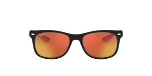 Rayban Junior New Wayfarer RJ9052SF-100S6Q แว่นกันแดดเด็กกรอบดำด้าน เลนส์มิเรอร์ส้ม ทั้งสองเพศ