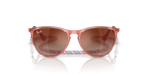 Rayban Junior Erika RJ9060SF-7225S0 แว่นกันแดดเด็กกรอบแดงโปร่งใส เลนส์มิเรอร์ไล่ระดับ สำหรับเด็กผู้หญิง