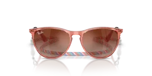 Rayban Junior Erika RJ9060SF-7225S0 แว่นกันแดดเด็กกรอบแดงโปร่งใส เลนส์มิเรอร์ไล่ระดับ สำหรับเด็กผู้หญิง