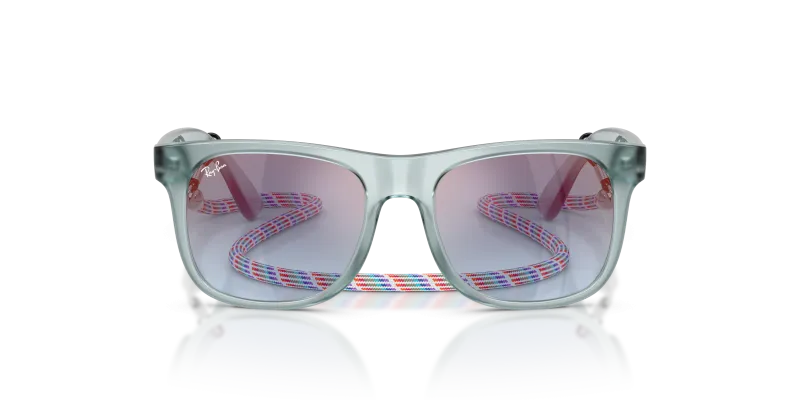 Rayban RJ9069S 7223U0 แว่นกันแดดเด็กกรอบน้ำเงินโปร่งใส สำหรับเด็กผู้ชาย