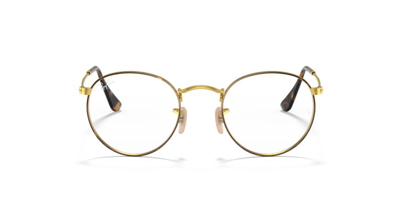 Rayban RX3447V-2945 Round Metal แว่นสายตาทรงกลมโลหะฮาวานาพื้นทอง