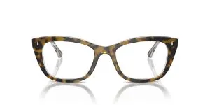 Rayban RX5433-5082 แว่นสายตาอะซิเตทฮาวานาพื้นโปร่งใส ทรงหมอน ทั้งสองเพศ