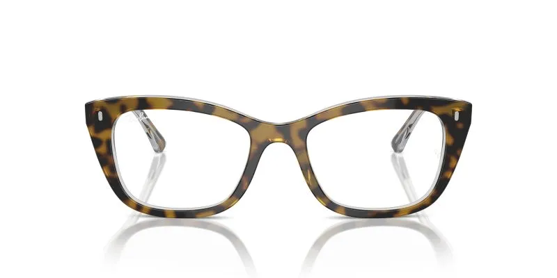 Rayban RX5433-5082 แว่นสายตาอะซิเตทฮาวานาพื้นโปร่งใส ทรงหมอน ทั้งสองเพศ