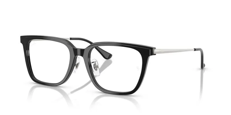 Rayban RX5442D 2000 มุมเอียง 3/4 หน้าอะซิเตทดำขาโลหะเงิน