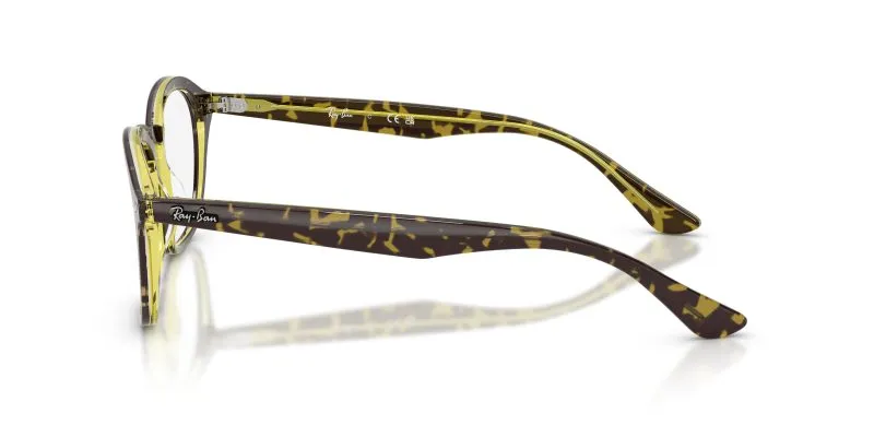 แว่นสายตา Rayban RX5451F 8487 มุมข้าง Key Bridge แบบเรโทรพร้อมเลเซอร์เลเยอร์ Havana-Green โปร่งใส