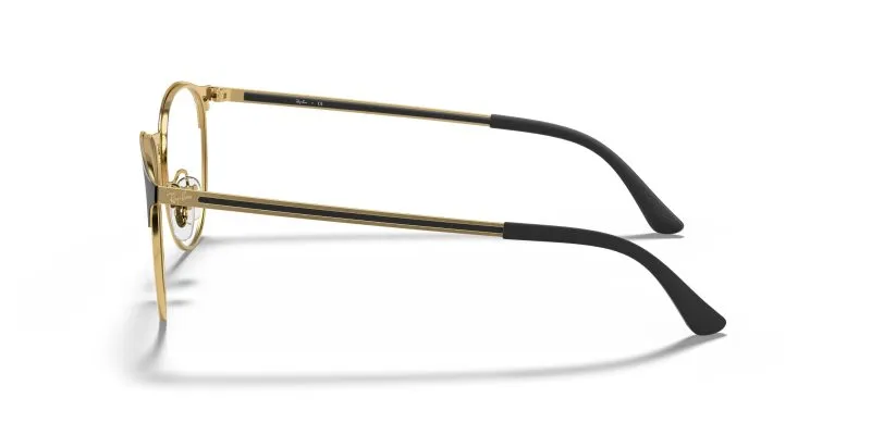แว่นสายตา Rayban RX6375 2890 มุมข้าง ทรง Phantos โลหะบางกะทัดรัด สีดำตัดทองอริสต้า (Arista) เพิ่มความหรูแบบเงียบ