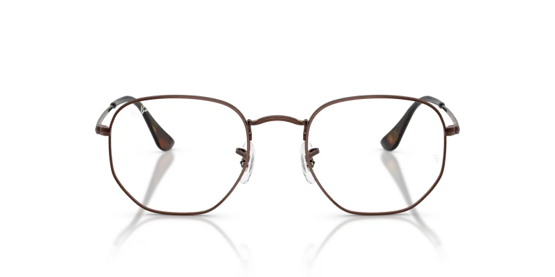 Rayban RX6448 2511 แว่นสายตาโลหะทรงหกเหลี่ยมสีน้ำตาล สำหรับทุกเพศ