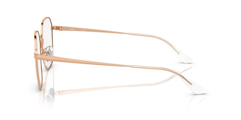 แว่นสายตา Rayban RX6490D 3094 มุมข้าง ทรงเรขาคณิตไม่สม่ำเสมอ (Irregular) สีโรสโกลด์ขัดเงา ดูโดดเด่นแต่หรู