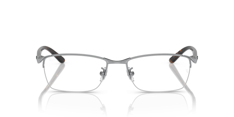 Rayban Optic RX6501D 2595 Brushed Silver Rayban RX6501D 2595 แว่นสายตาทรงสี่เหลี่ยมโลหะครึ่งขอบสีเงินปัดด้าน สำหรับผู้ชาย