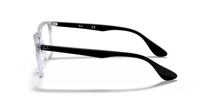 แว่นสายตา Rayban RX7074 5943 มุมข้าง ขาดำประกายตัดกรอบใส