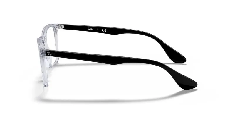 แว่นสายตา Rayban RX7074 5943 มุมข้าง ขาดำประกายตัดกรอบใส