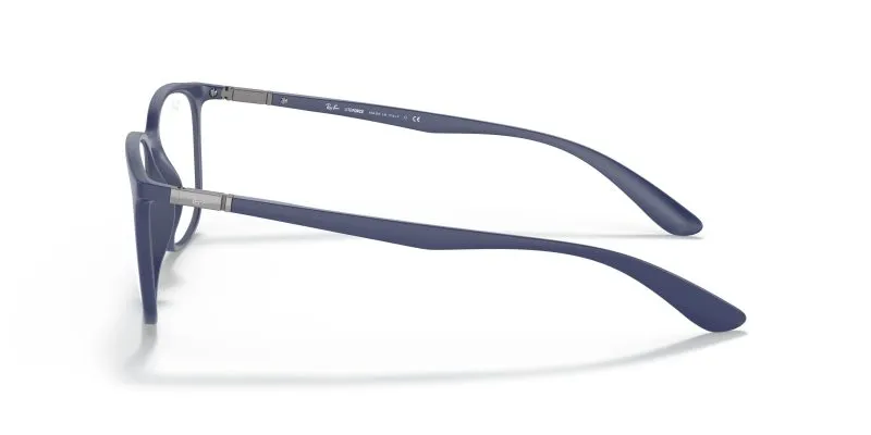 แว่นสายตา Rayban RX7199 5207 มุมข้าง ขาโลหะน้ำเงินบางพร้อม Flexible Frame