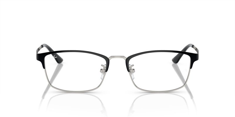 Rayban RX8772D 1235 แว่นสายตาไทเทเนียมดำพื้นเงินครึ่งขอบ ทุกเพศ Rayban RX8772D 1235 แว่นสายตาไทเทเนียมดำพื้นเงินครึ่งขอบ ทุกเพศ