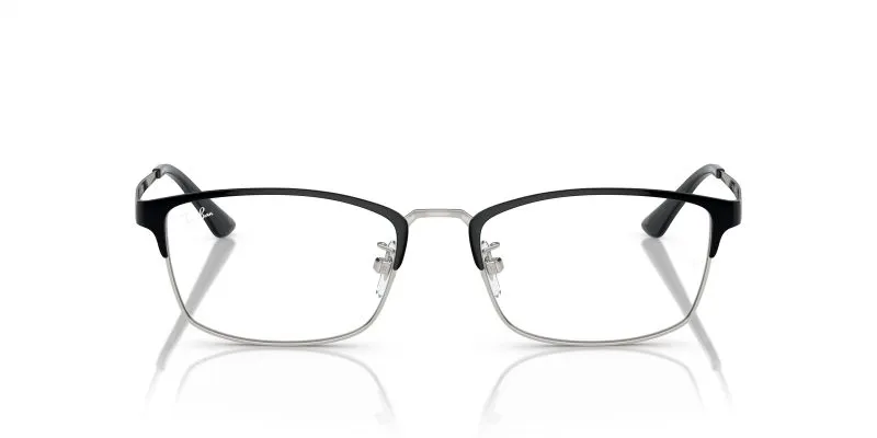 Rayban RX8772D 1235 แว่นสายตาไทเทเนียมดำพื้นเงินครึ่งขอบ ทุกเพศ Rayban RX8772D 1235 แว่นสายตาไทเทเนียมดำพื้นเงินครึ่งขอบ ทุกเพศ