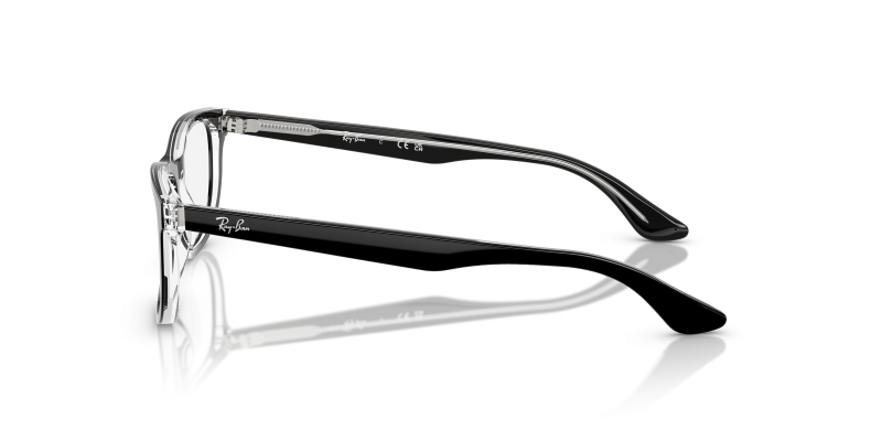 แว่นสายตา Rayban RY1642F 3529 มุมข้าง ชั้นอะซิเตทดำซ้อนฐานใส