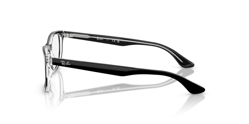 แว่นสายตา Rayban RY1642F 3529 มุมข้าง ชั้นอะซิเตทดำซ้อนฐานใส