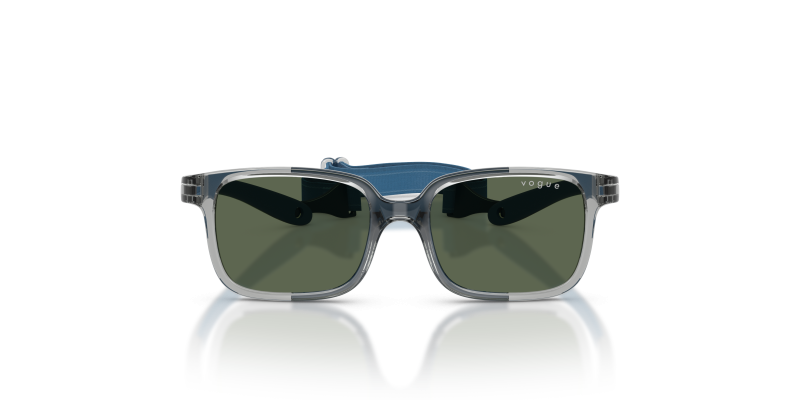 Vogue Sun VJ2017 228371 Transparent Grey Blue Rubber Dark Green Vogue VJ2017 228371 แว่นกันแดดเด็กกรอบยางเทาฟ้าโปร่งใส ทั้งสองเพศ