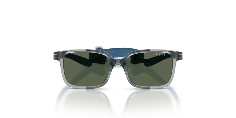 Vogue Sun VJ2017 228371 Transparent Grey Blue Rubber Dark Green Vogue VJ2017 228371 แว่นกันแดดเด็กกรอบยางเทาฟ้าโปร่งใส ทั้งสองเพศ