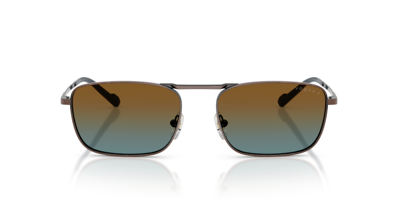 Vogue VO4346S 51351F แว่นกันแดดโลหะทองแดงโบราณ เลนส์ Polarized น้ำตาลไล่น้ำเงิน สำหรับผู้ชาย