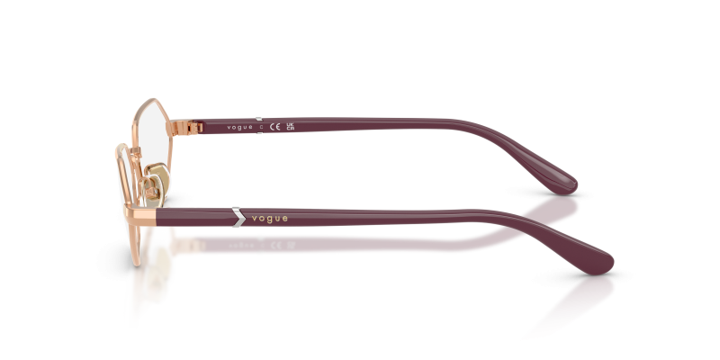 แว่นสายตา Vogue VO4350 5152 มุมข้าง โลหะ Rose Gold ขาม่วง Full Purple Two-tone
