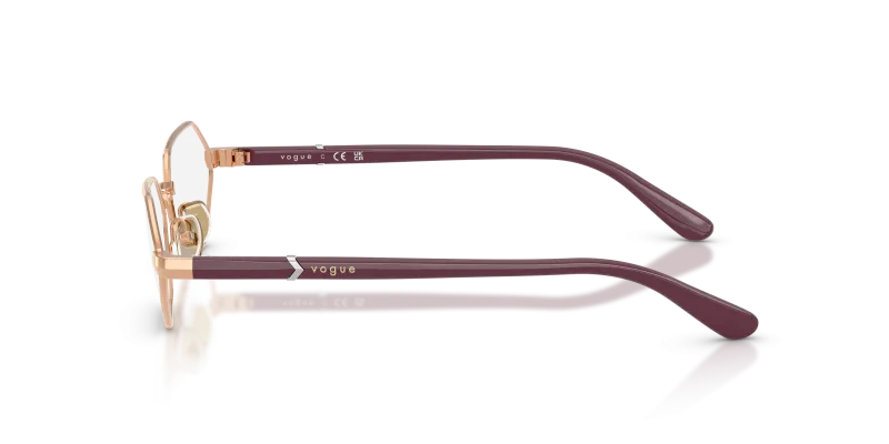 แว่นสายตา Vogue VO4350 5152 มุมข้าง โลหะ Rose Gold ขาม่วง Full Purple Two-tone