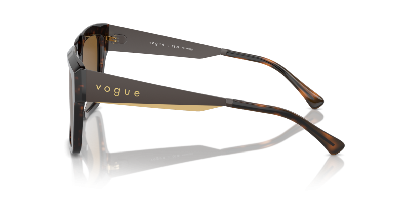แว่นกันแดด Vogue VO5553S W656T5 มุมข้าง ขาแว่น Bi-Material Matte Brown-Gold