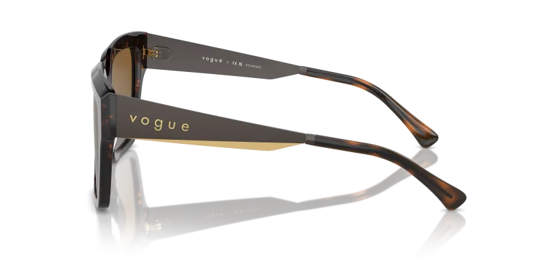 แว่นกันแดด Vogue VO5553S W656T5 มุมข้าง ขาแว่น Bi-Material Matte Brown-Gold