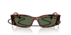 Vogue VO5655SU W6569A แว่นกันแดดไนลอนทรงหมอนสีฮาวานาเข้ม เลนส์โพลาไรซ์เขียวเข้ม สำหรับผู้หญิง
