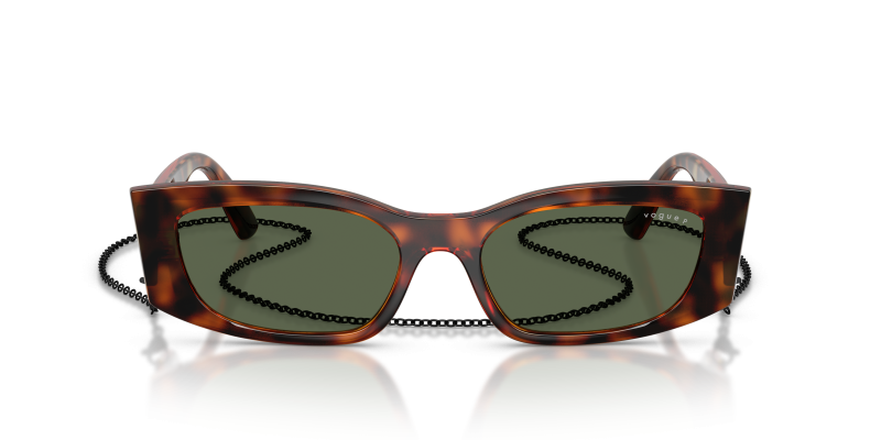 Vogue VO5655SU W6569A แว่นกันแดดไนลอนทรงหมอนสีฮาวานาเข้ม เลนส์โพลาไรซ์เขียวเข้ม สำหรับผู้หญิง